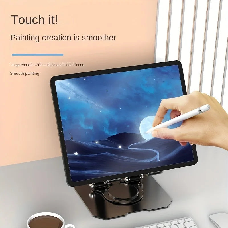 Tablet Holder Carbon Steel Stand with 360° Rotation Adjustable Stand For iPad Pro Air Mini Mobile Phone Desk Bracket 4-15 Inch